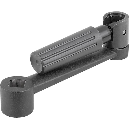 Kipp Crank Handle, Safety Grip Similar To DIN 469 Size:2 Square Socket Sw=12, A=100, H=107, Aluminum K0998.2212
